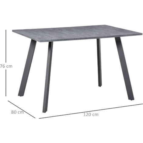 HOMCOM Modern Rectangular Dining Table with Metal Legs Indoor, Dark Grey