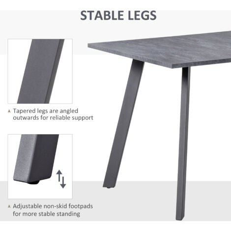 HOMCOM Modern Rectangular Dining Table with Metal Legs Indoor, Dark Grey