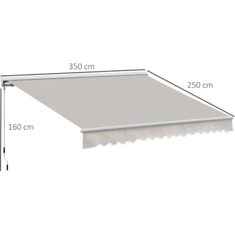 Outsunny Garden Door Awning Retractable Canopy Electric Patio Shelter 3.5W x 0-2.5D m