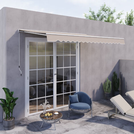 Outsunny Garden Door Awning Retractable Canopy Electric Patio Shelter 3.5W x 0-2.5D m