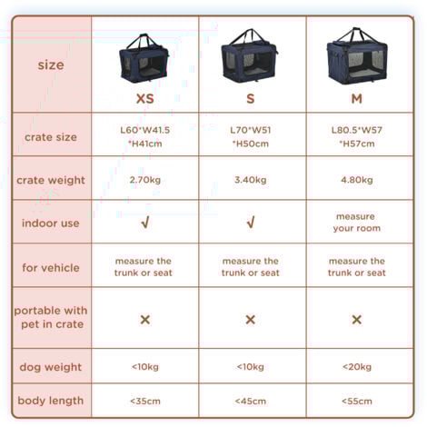 PawHut Folding Pet Carrier Bag Soft Portable Dog Cat Crate Puppy Kennel Cage Small