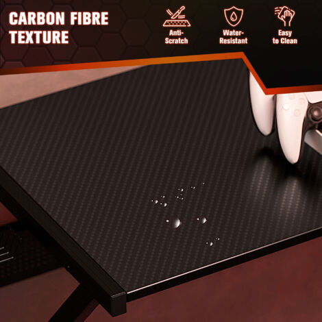 Corner Gaming Desk for Home Office w/ Monitor Stand Cup Holder Headphone Hook Black