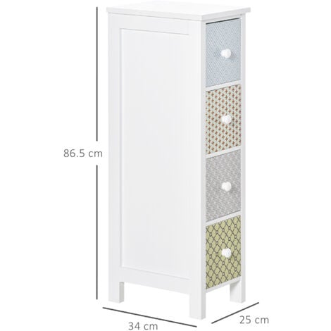 HOMCOM Drawer Cabinet, 4 Drawer Storage Organizer Unit Bathroom Bedroom