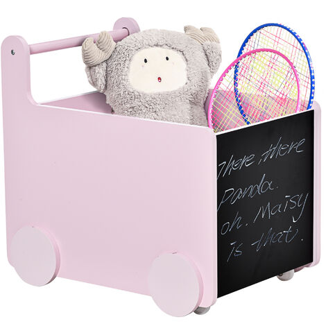 HOMCOM Kids Rolling Toys Storage Cart Trolley w/ Wheels Handles Bedroom Playroom
