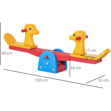 HOMCOM Kids Seesaw Safe Teeter Totter 2 Seats with Easy-Grip Handles Multicolor