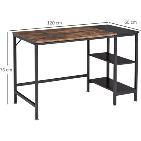 HOMCOM Computer Desk, Home Office Workstation w/ 2 Storage Shelves, Steel Frame