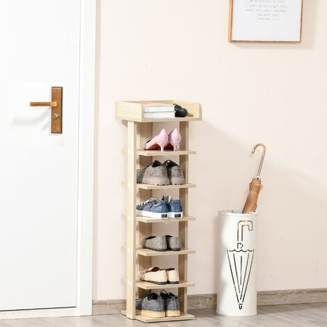 Homcom 58 Narrow Shoe Cabinet For Entryway, Tall Shoe Rack