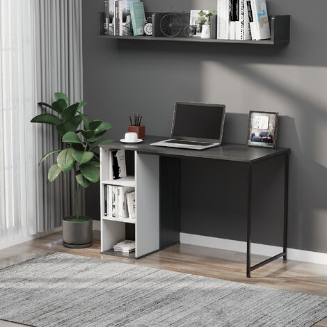 HOMCOM Home Office Desk, Computer Desk for Small Spaces, Writing Table with Drawer and Storage Shelves, Natural