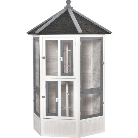 PawHut Bird Aviary Wooden Cage for Budgie Canary Cockatiel Indoor Outdoor