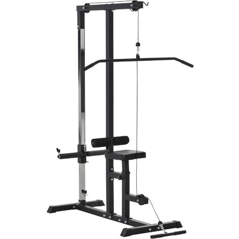HOMCOM Adjustable Pulldown Machine, Dip Station Stand Weighted Ab Crunches Workout Abdominal Exercise For Home Gym Tower Body Building
