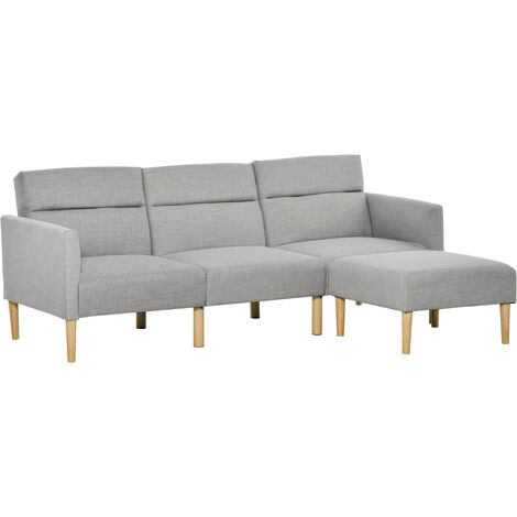 Homcom Upholstered Sofa Bed Reversible, Homcom Linen Sofa Bed Chaise Lounge Set