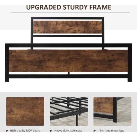 HOMCOM King Size Metal Bed Frame w/ Headboard & Footboard, 160x208x103cm