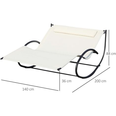 Outsunny Hammock Chair Sun Bed Rock Seat w/ Metal Texteline W/ Pillow Beige