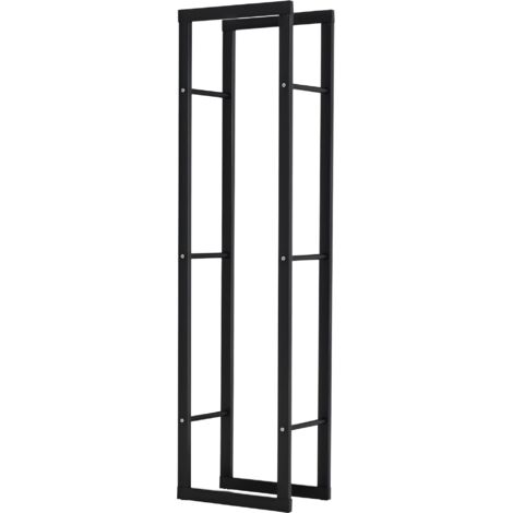 HOMCOM Metal Firewood Log Holder Rack Elevated Tiered Base Side Rails 40W x 25D x 150H cm