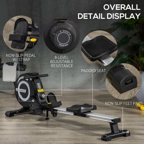 Magnetic Rowing Machine with Monitor, Free Shipping