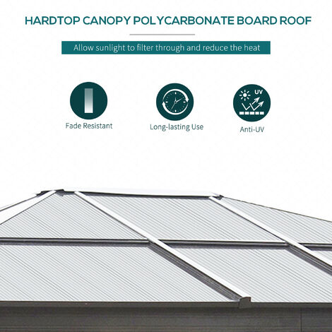 Outsunny Hardtop Gazebo Canopy with Mosquito Netting and Curtains 3.6 x 3m