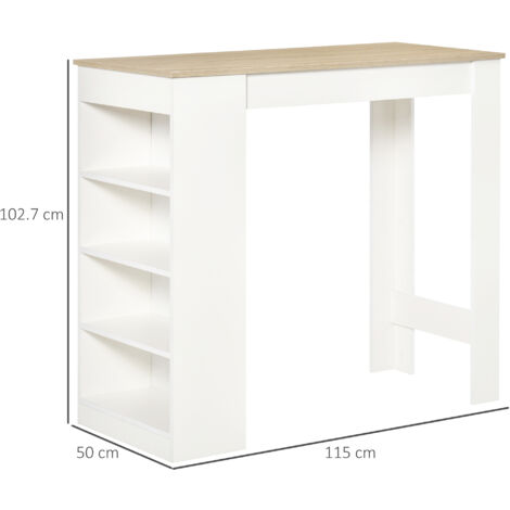 Bar Table Kitchen Dining Table w/ 3-Tier Storage Shelf Living Room Green