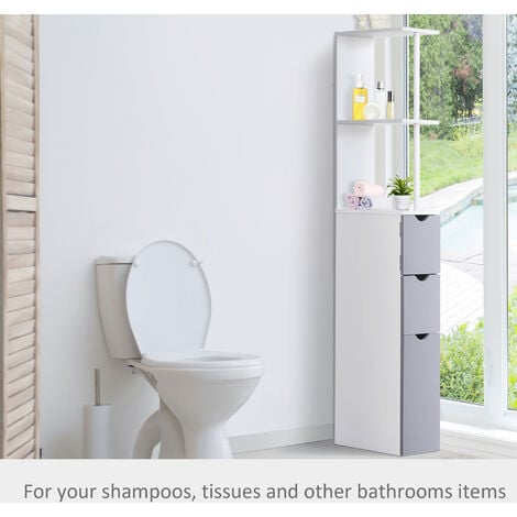 Homcom Bathroom Storage Cupboard Thin, Slim Shelving Unit For Bathroom