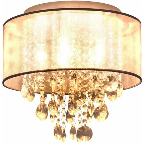 HOMCOM Modern Crystal Chandelier Flush Mount LED Ceiling Light for Bedroom
