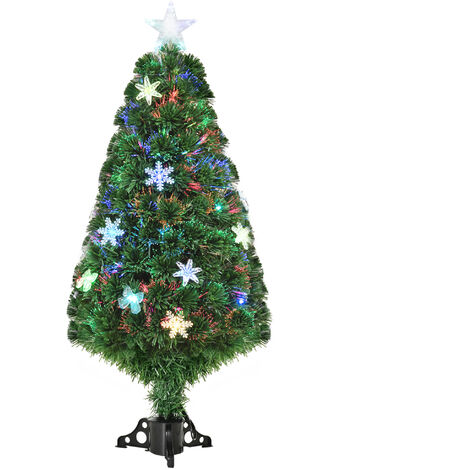 HOMCOM 4FT Prelit Artificial Christmas Tree Fiber Optic LED Light Holiday Tree