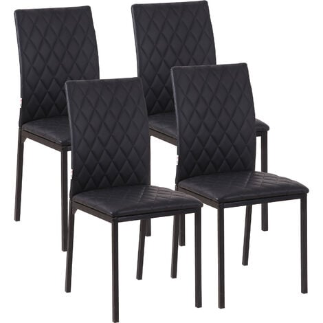 Homcom Dining Chairs Faux Leather, Contemporary Black Faux Leather Dining Chairs