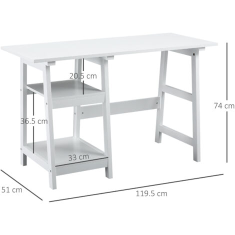 HOMCOM Computer Writing Desk w/ Shelf PC Workstation for Home Office White