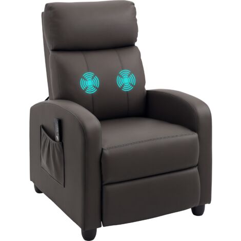 HOMCOM Recliner Sofa Chair PU Leather Massage Armcair w/ Remote Control Brown (1/5)