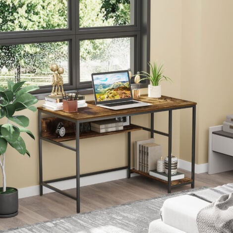 HOMCOM Home Office Computer Writing Desk Study Workstation w/ Storage Rustic Brown
