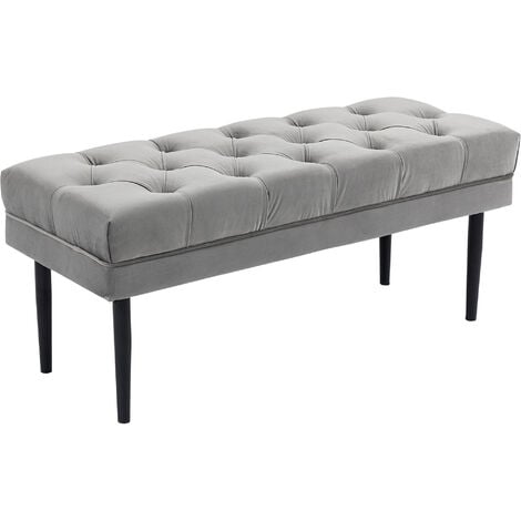 HOMCOM Bed End Bench Button Tufted Upholstered Window Seat for Living Room Grey