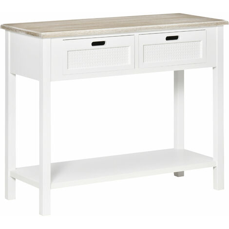 HOMCOM Console Table w/ Drawers and Shelf Sofa Table for Hallway Living Room