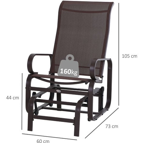 Outsunny Outdoor Gliding Rocking Chair w/ Metal Frame for Patio, Backyard Brown