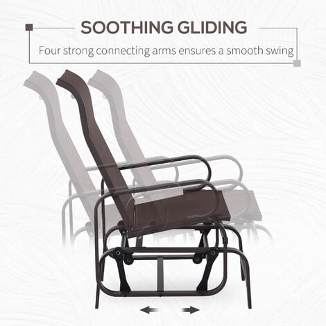 Outsunny Outdoor Gliding Rocking Chair w/ Metal Frame for Patio, Backyard Brown
