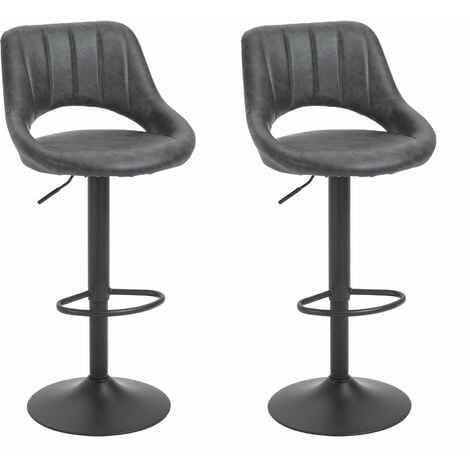 HOMCOM Barstools Set of 2 Adjustable Swivel Height Gas Lift PU Leather Chairs