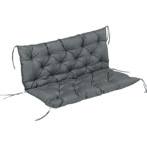 Outdoor Waterproof GREY Fabric 2 Seater Bench Pad Garden Furniture Seat Cushion 