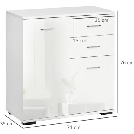 HOMCOM Cabinet Sideboard Cupboard Buffet Solo High Gloss Front Face Door Drawer