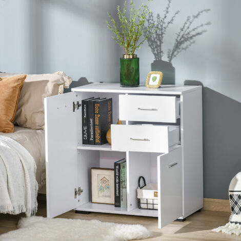 HOMCOM Cabinet Sideboard Cupboard Buffet Solo High Gloss Front Face Door Drawer