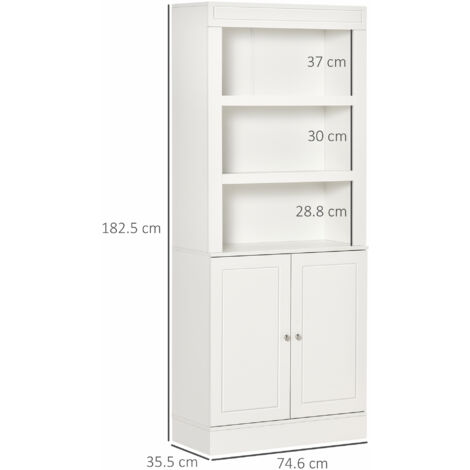 HOMCOM Modern Kitchen Cupboard, Storage Cabinet with Adjustable Shelves, White