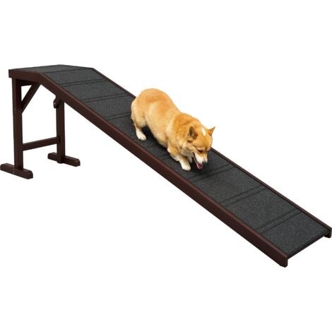 PawHut Pet Ramp for Dogs Cats with Non-Slip Carpet for Bed Sofa, Brown