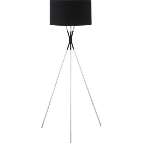HOMCOM Modern Tripod Floor Lamp with Fabric Lampshade for Living Room Bedroom