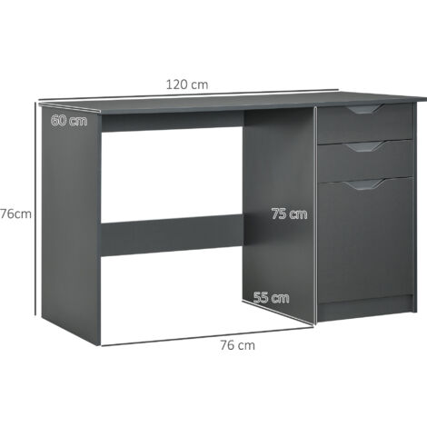HOMCOM Computer Desk w/ Drawers Modern Writing Workstation for Home Office Grey