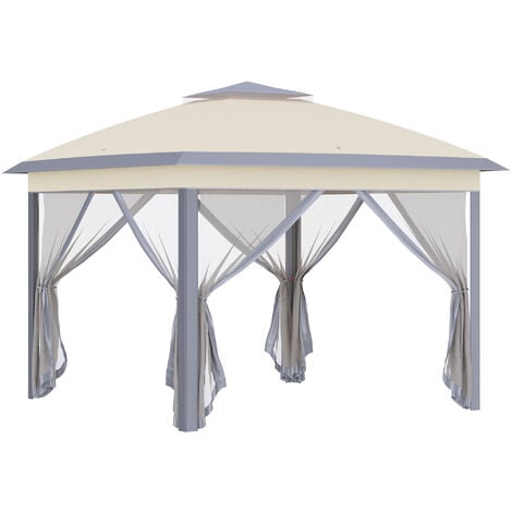 Outsunny Pop Up Gazebo Height Adjustable Canopy Tent w/ Carrying Bag, Beige