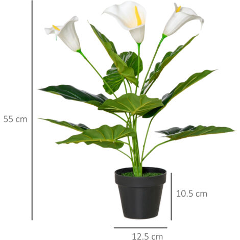 HOMCOM Artificial Set of 2 Calla Lily Flower Faux Plant for Indoor Décor