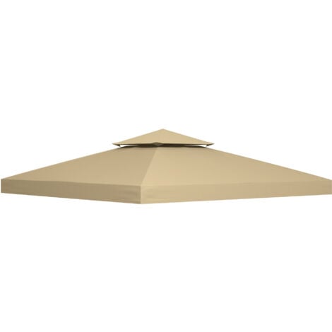 Outsunny 3(m) 2 Tier Garden Gazebo Top Cover Replacement Canopy Roof Beige