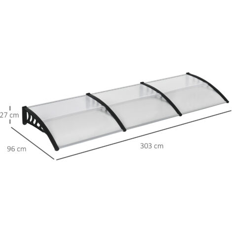 Outsunny Door Canopy Outdoor Awning Rain Shelter for Window Porch 303x96 Clear