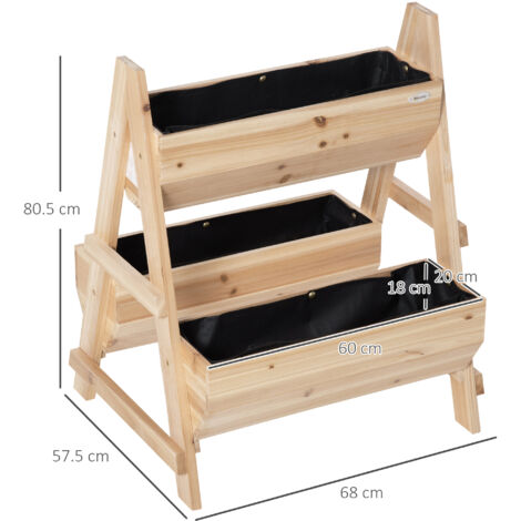 Outsunny Raised Garden Bed Wood Planter Box with Stand for Vegetables Flowers