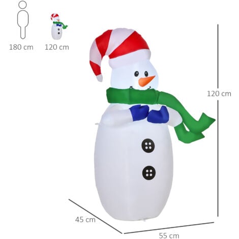 HOMCOM 4ft Inflatable Christmas Snowman Decoration LED Lights for Lawn Garden
