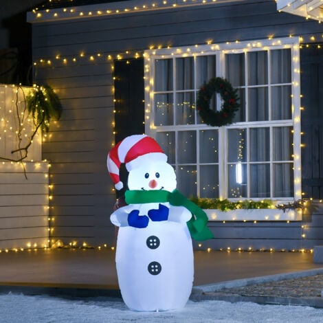HOMCOM 4ft Inflatable Christmas Snowman Decoration LED Lights for Lawn Garden