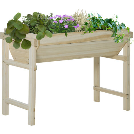 Outsunny Raised Garden Bed Elevated Planter Box for Backyard Grow Vegetables