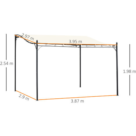 Outsunny 4 x 3M Wall Mounted Awning Free Stand Canopy Shade Porch Pergola Cream