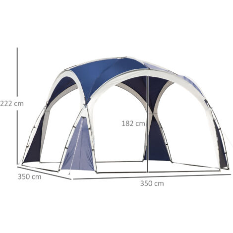 Outsunny 3.5 x 3.5M Camping Gazebo, Outdoor Event Shelter Dome Tent Garden Sun Shelter Patio Spire Arc Pavilion Camp Sun Shade Blue and Grey